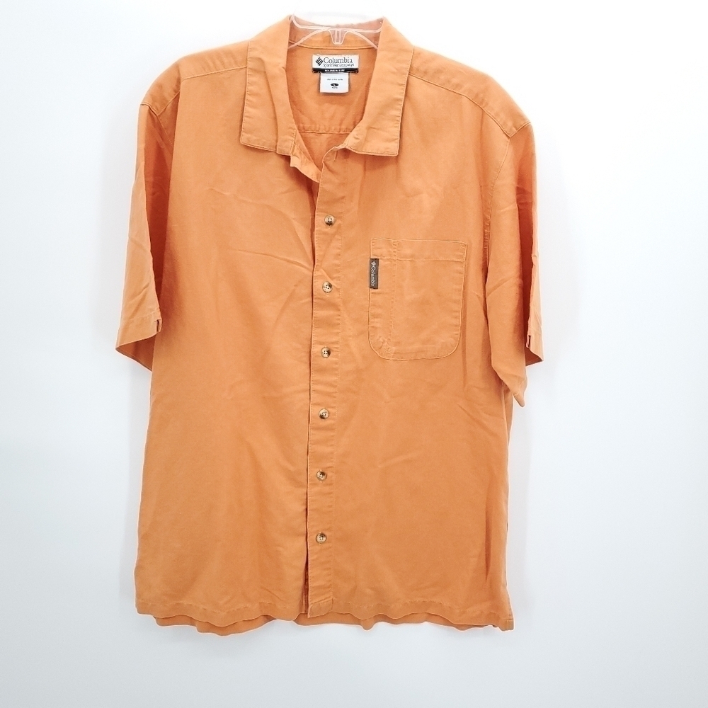 Columbia Orange button down Quixk Dri lightweight shirt Mens large